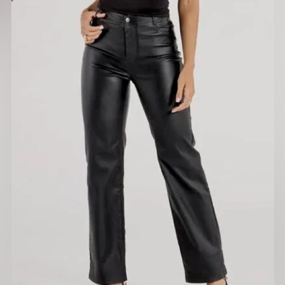 Hollister High-Rise Black Leather Pants